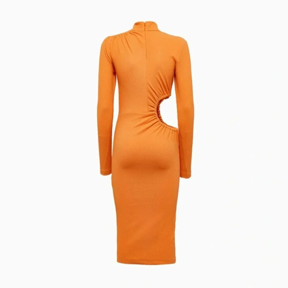 New ROTATE Birger Christensen Alice cutout ribbed recycled jersey midi dress - Picture 3 of 8